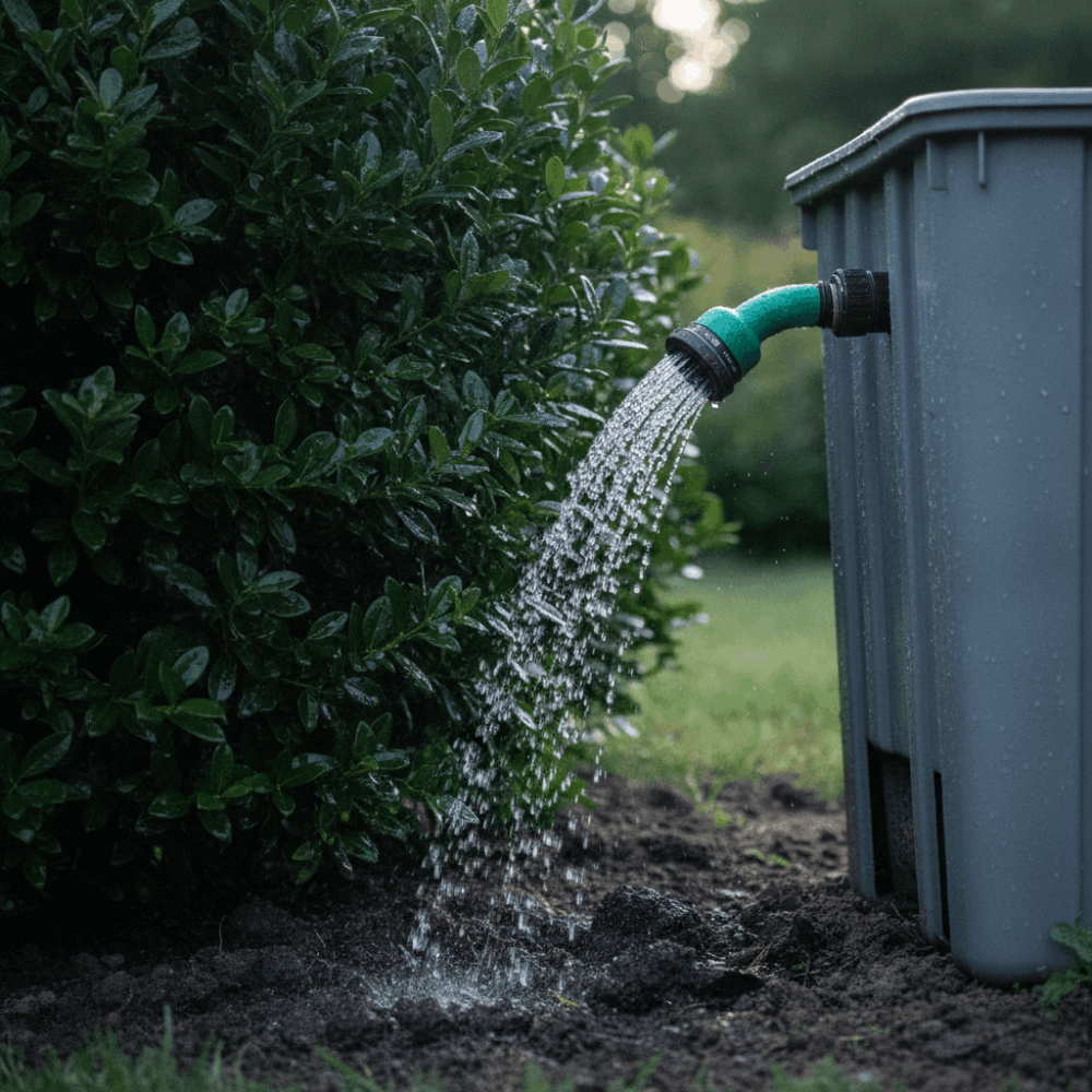 Arrosage d'une haie d'arbustes avec des eaux traitées issues d'un système ANC écologique