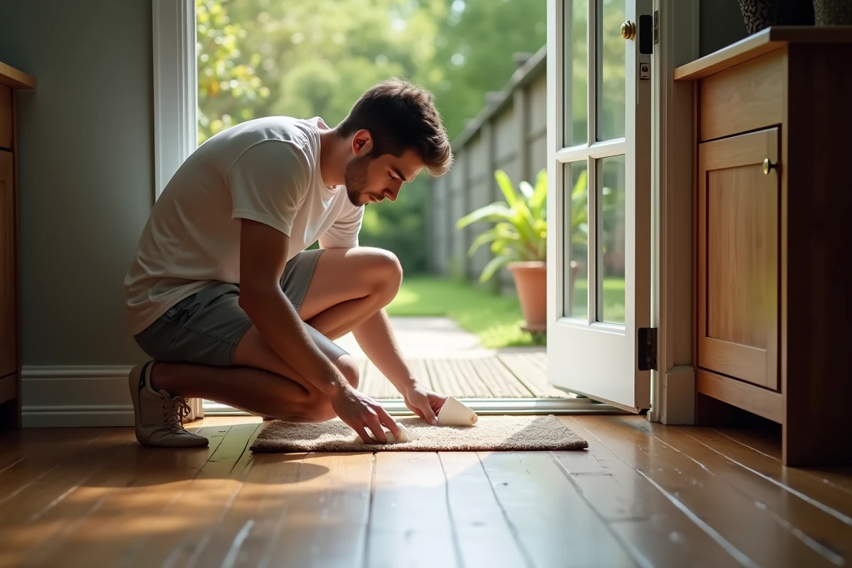 Jeune homme nettoie des maggots près d