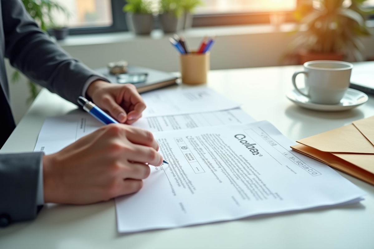 Mains remplissant un formulaire de changement d
