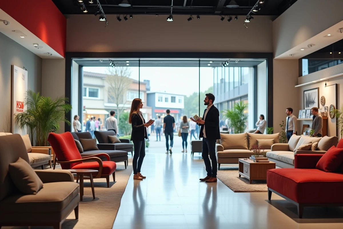 Vue d'ensemble du showroom Poltrone et Sofa à Plan de Campagne avec exposition de canapés et fauteuils